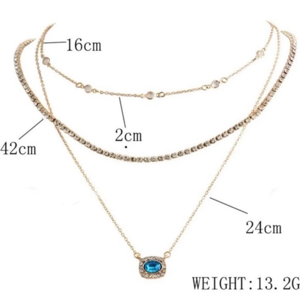 NWT Gold Turquoise Crystal Necklace Set